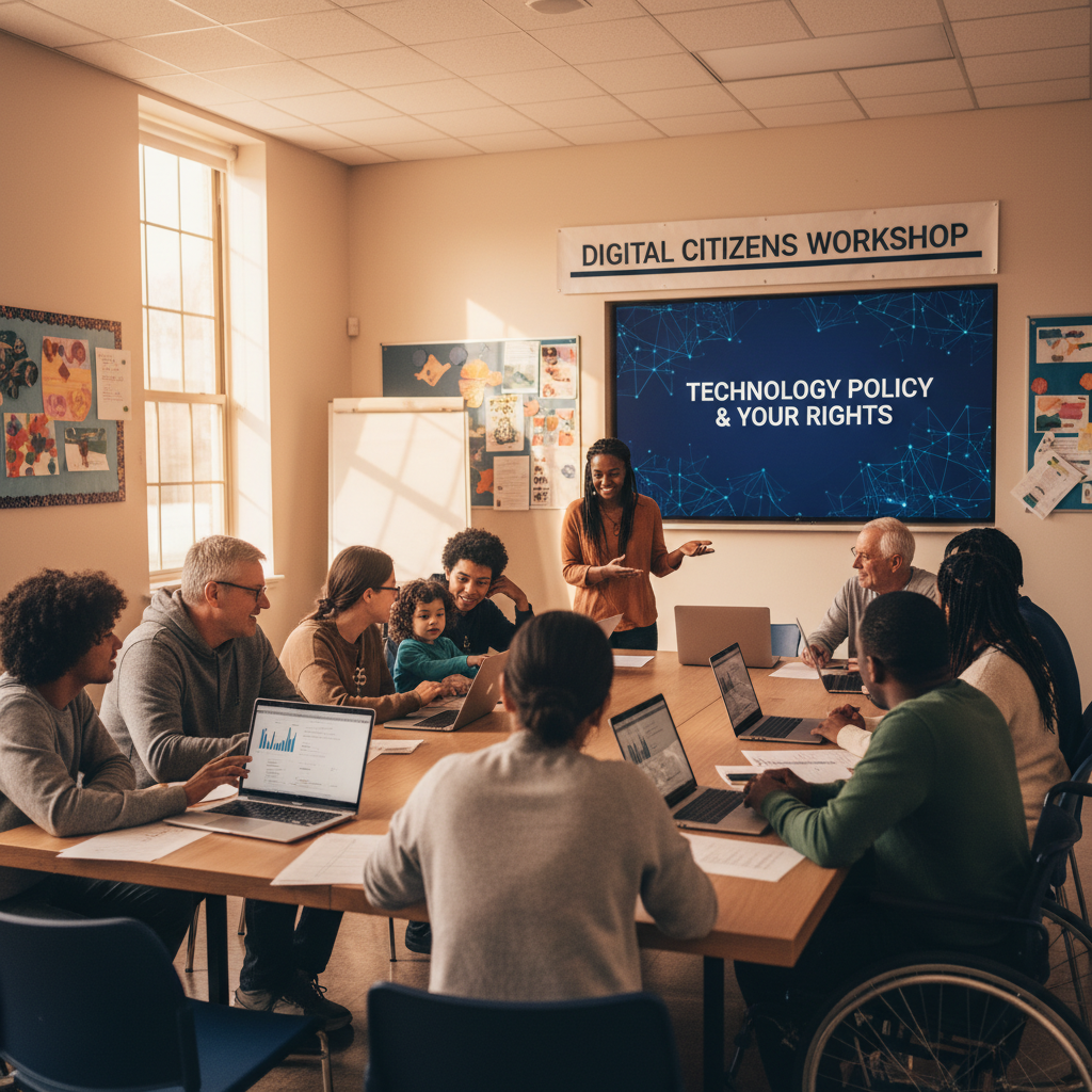 Community members engaged in digital rights education